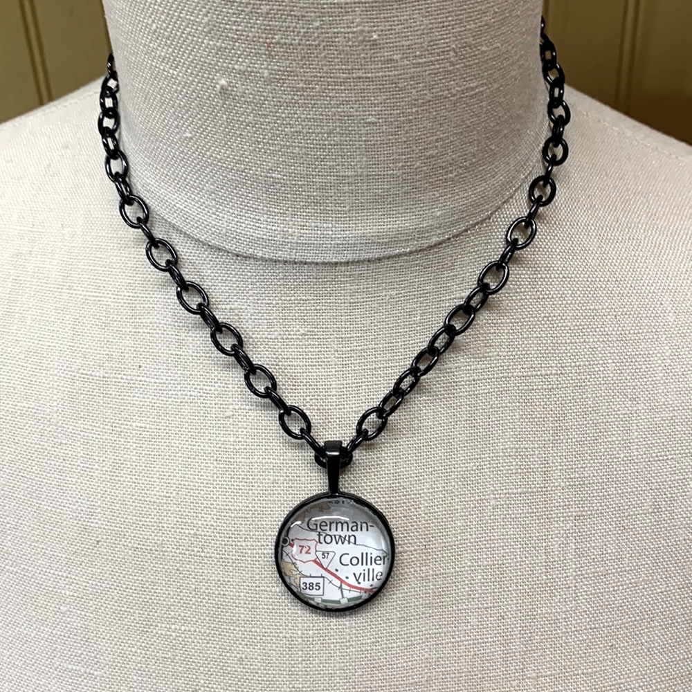 GERMANTOWN/COLLIERVILLE TENNESSEE MAP NECKLACE